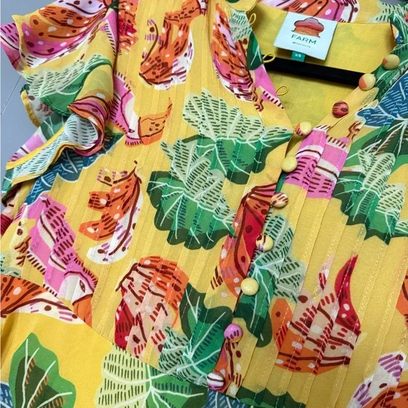 FARM Rio Yellow Tropical Mini Dress - Picture 5 of 10